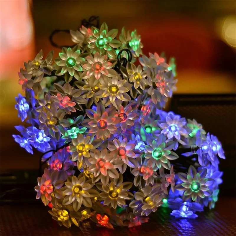Наружный 50 Led многоцветный струнный светильник цветок лотоса Сказочный s