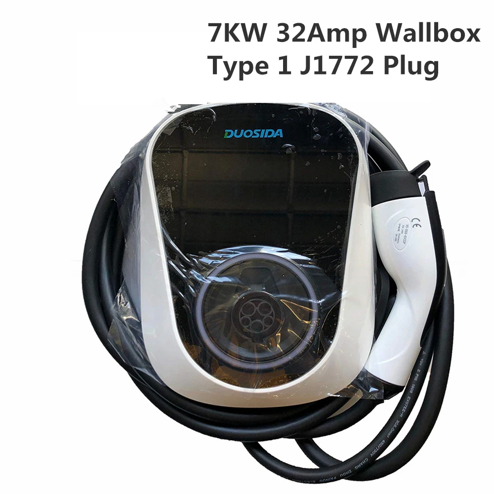 DUOSIDA 32A 7 2 кВт Wallbox SAE J1772 Type 1 EV зарядная станция с 5 метровым кабелем|Кабели и