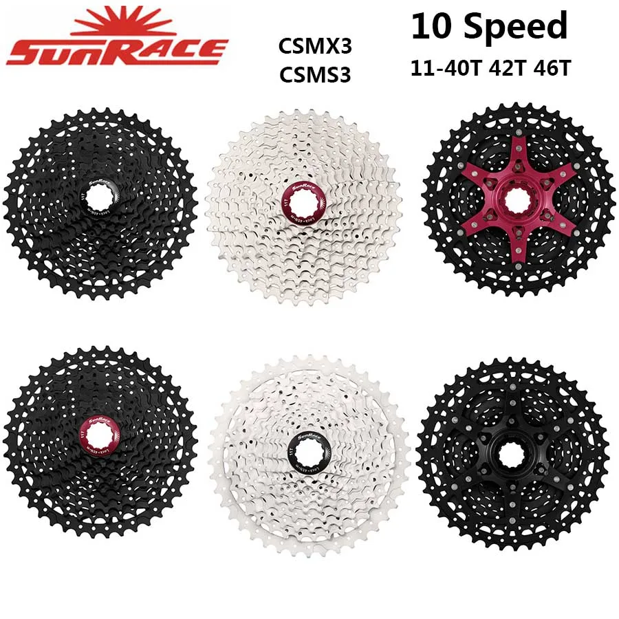 Кассета для велосипеда SunRace CSMS3 CSMX3 11-40T 11-42T 11-46T 10 скоростей широкое соотношение