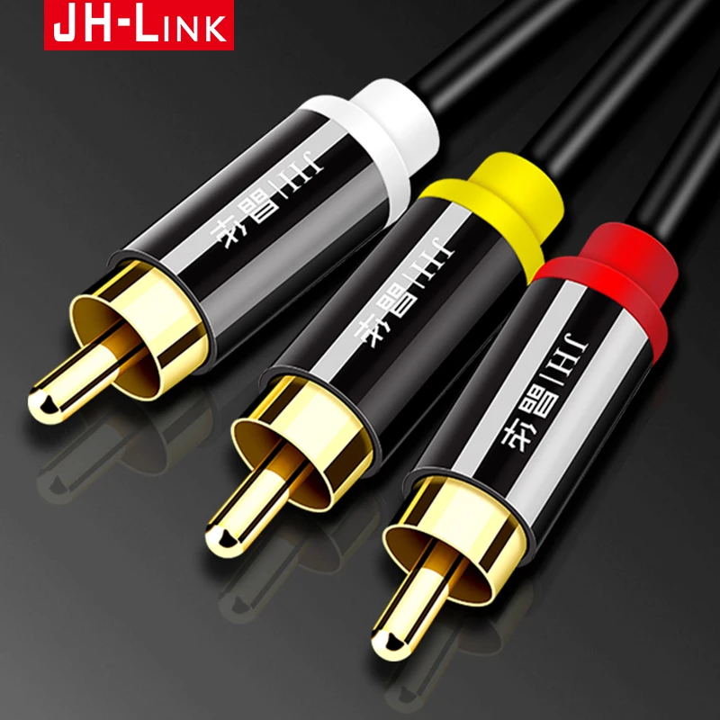 

JH-LINK Gold Plated 3RCA Male to 3 RCA Male Audio Cable AV Cable 3X RCA Plug Video Cable for DVD VCD TV amplifier projector