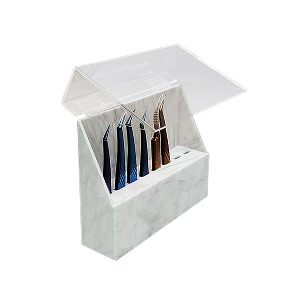 

8 Holes Tweezers Holder Acrylic Rack Storage Eyelash Extension Tools with Dust Cover Durable Tweezer Display Stand Holder