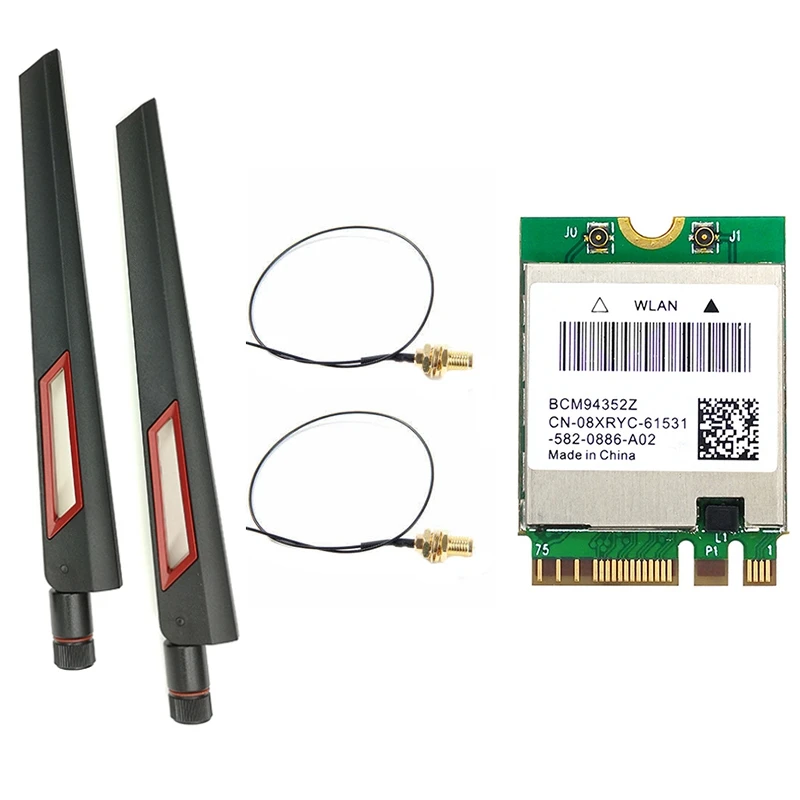 

Network Card BCM94352Z 1200Mbps 5G/2.4G Dual Band BT4.0 SMA M.2 NGFF with 8DB Antenna for Hackintosh MAC