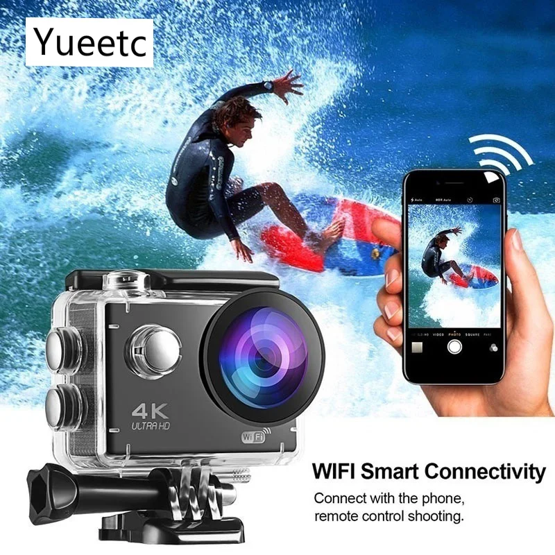 Спортивная 4K экшн камера 1080P wifi 30m Водонепроницаемая профессиональная для фото go