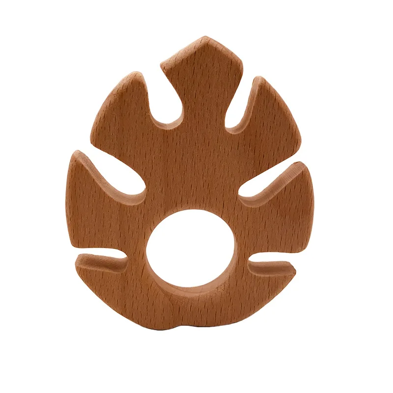 

Прорезыватель для зубов «сделай сам» из натурального бука с мультяшными листьями, цепь для соски-пустышки, сертификация безопасности 3C, дер...