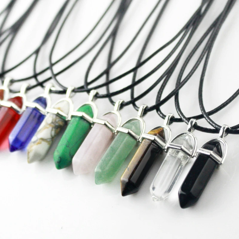 Модные ожерелья из натурального камня с шестигранной колонкой горячая