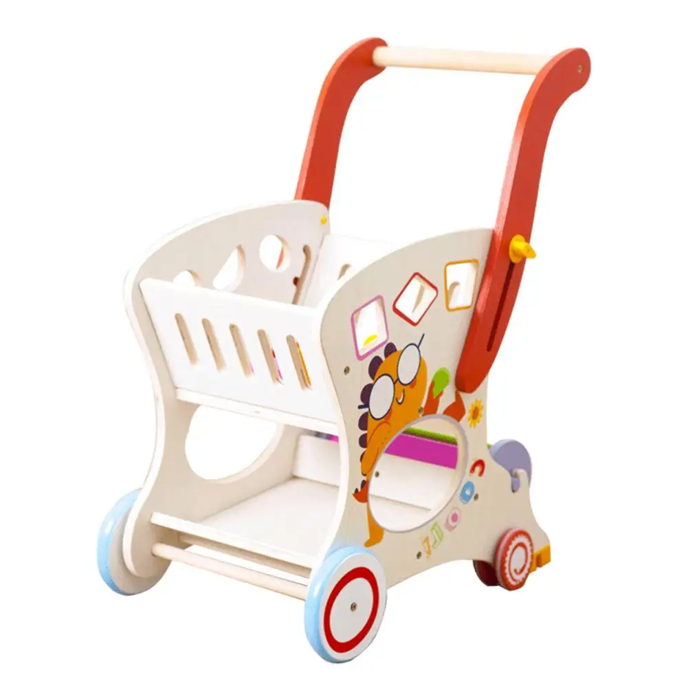 

Sturdy Wagon Toy Walkers Wooden Toddler Baby Push Learning Walker Babies Shopping Cart Toy Walker With Wheels For 1-3 Years Wa