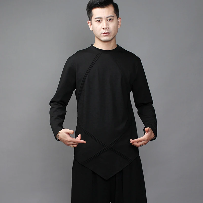 

Autumn tide dark irregular Patchwork Slim long-sleeved t-shirt male hair stylist fashion hoodlum with undershirt