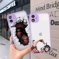 attack on titan phone case for iphone 12 11 mini pro xr xs max 7 8 plus x matte transparent purple back cover