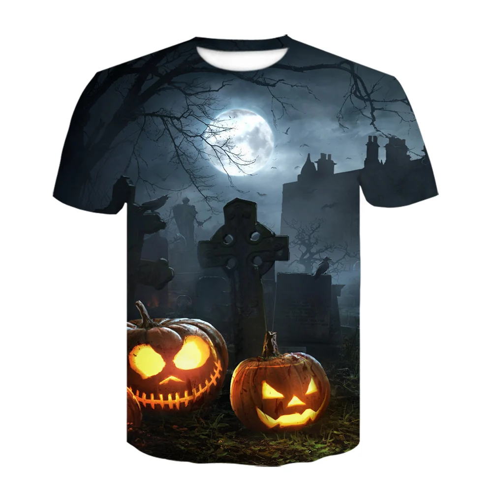 

2021Summer Men New 3D Printing Halloween Theme Series Pumpkin Head T-shirt Fun Personality Humor Boy Children's Favorite tshirt