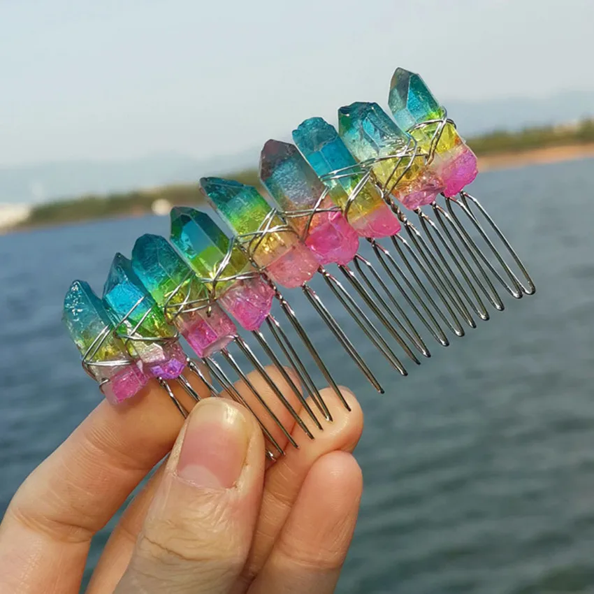 

Модные посеребренные штабелируемые украшения для волос различных цветов неправильной формы с кристаллами для женщин в подарок