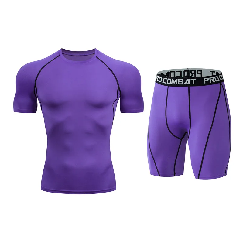 Summer New Style Men's Quick-Drying Suit Fitness Sports Running Sets Gym Compression Breathable Tight-Fitting Workout Clothing | Спорт и