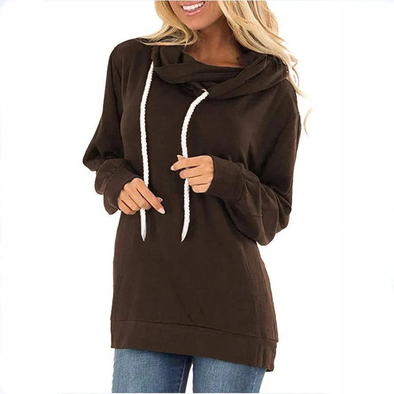 

Women's Pull Rope Autumn Winter Hoodies Long Sleeve Female Outwear Casual Hooded Pullover Clothes Sweatshirt