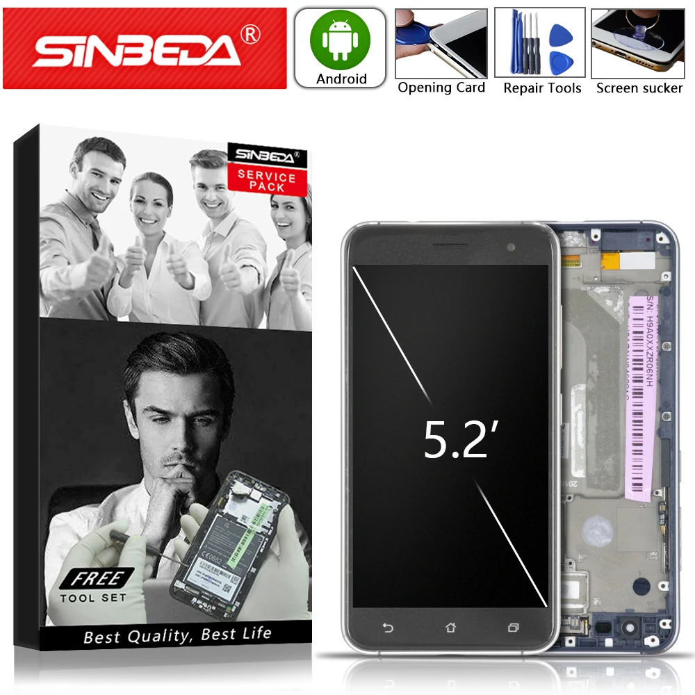 5," ЖК-дисплей для ASUS Zenfone 3 ZE520KL, сенсорный экран с рамкой для ASUS Zenfone 3 ZE520KL lcd Z017D Z017DA Z017DB