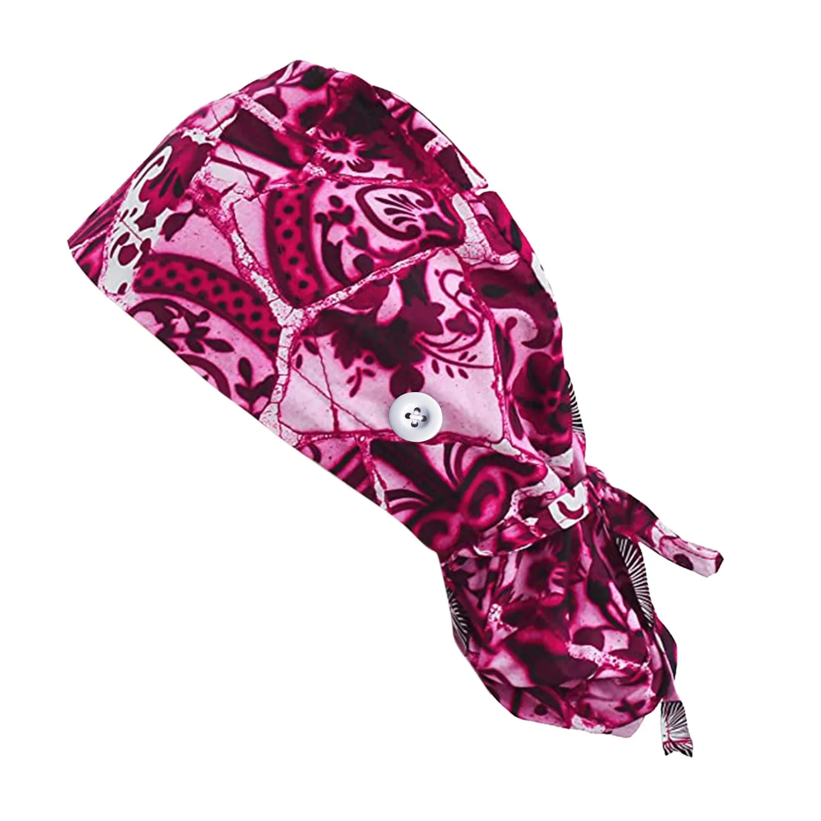

Women Scrub Cap With Buttons Bouffant Hat With Sweatband for Womens and Mens