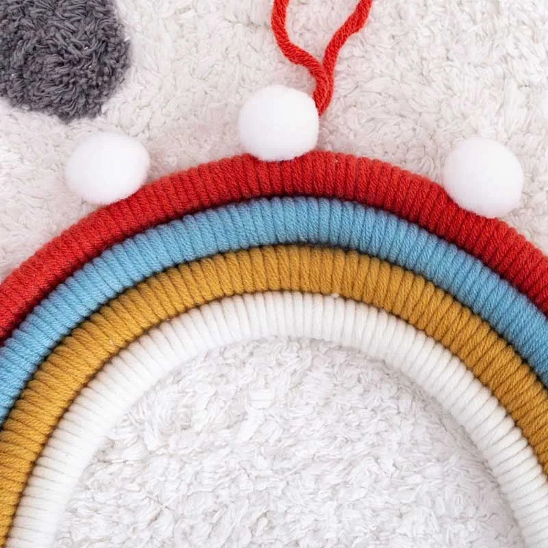 Nordic Handmade Rainbow Ornament Boho Tassels Balls Photograph Props Kids Room Wall Hanging Decor Girls Ornaments |