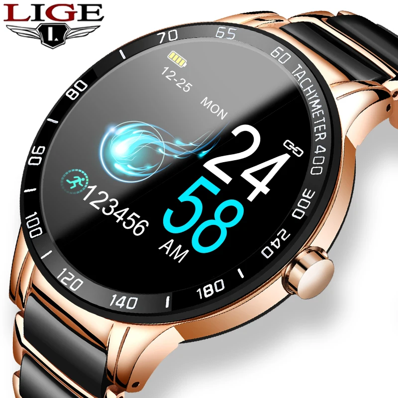 Смарт-часы LIGE с керамическим ремешком для мужчин и женщин электронные смарт-часы