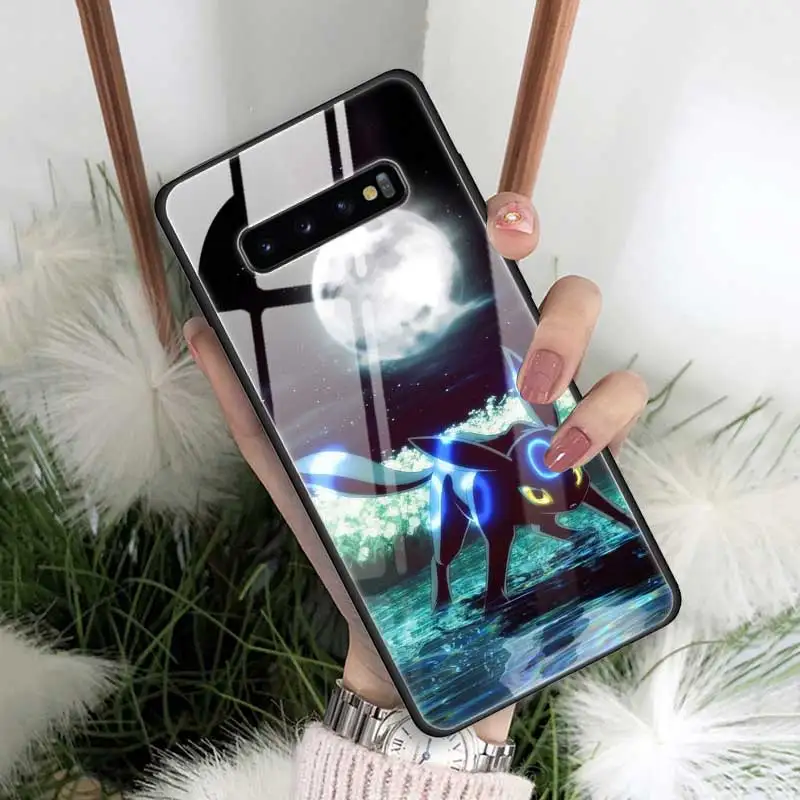 Чехол из закаленного стекла с рисунком eevee для samsung Galaxy S10 S10e S9 S8 Note9 Note 10 Plus 5G A50 A30 края из ТПУ