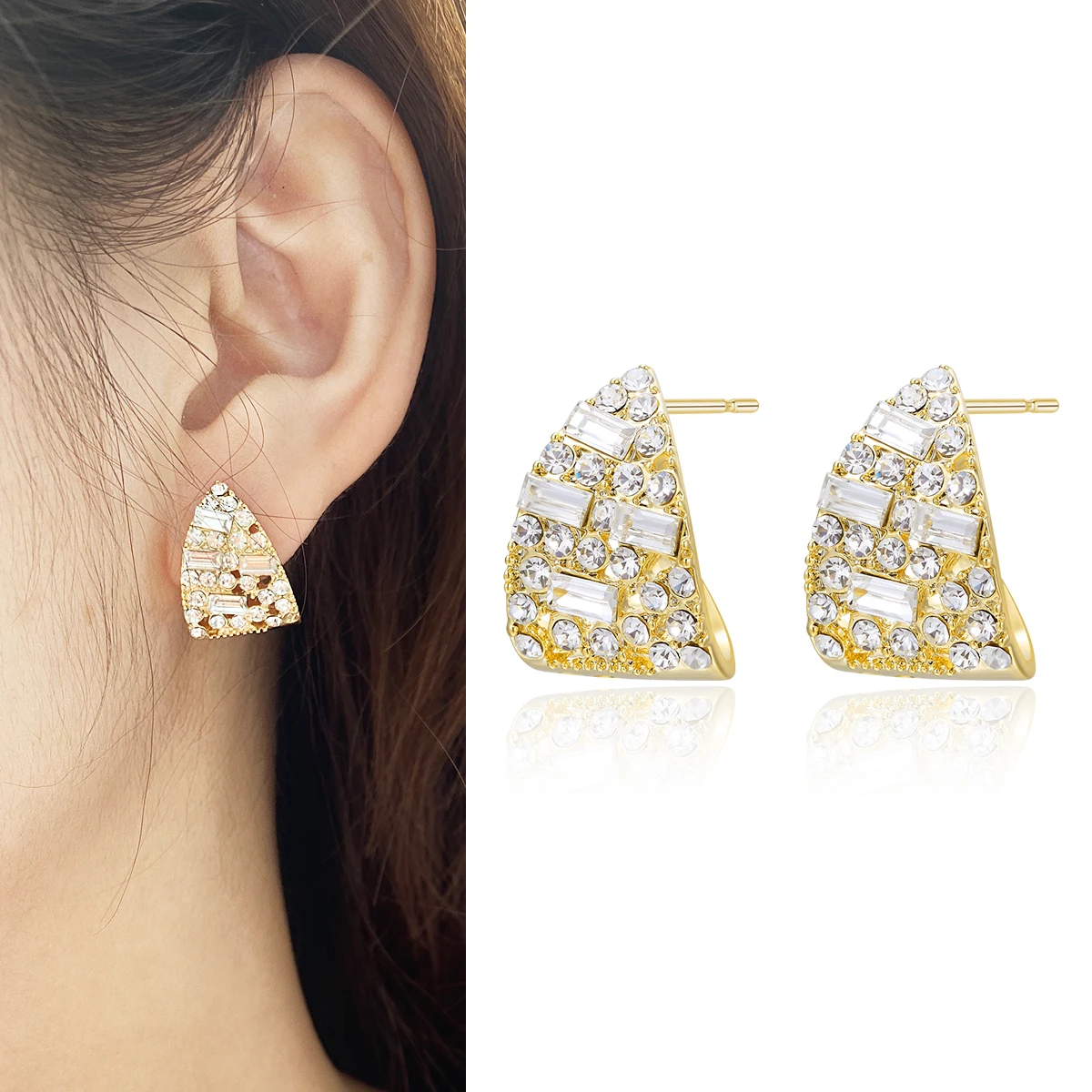 Женские серьги-гвоздики с фианитами в Корейском стиле | Украшения и аксессуары