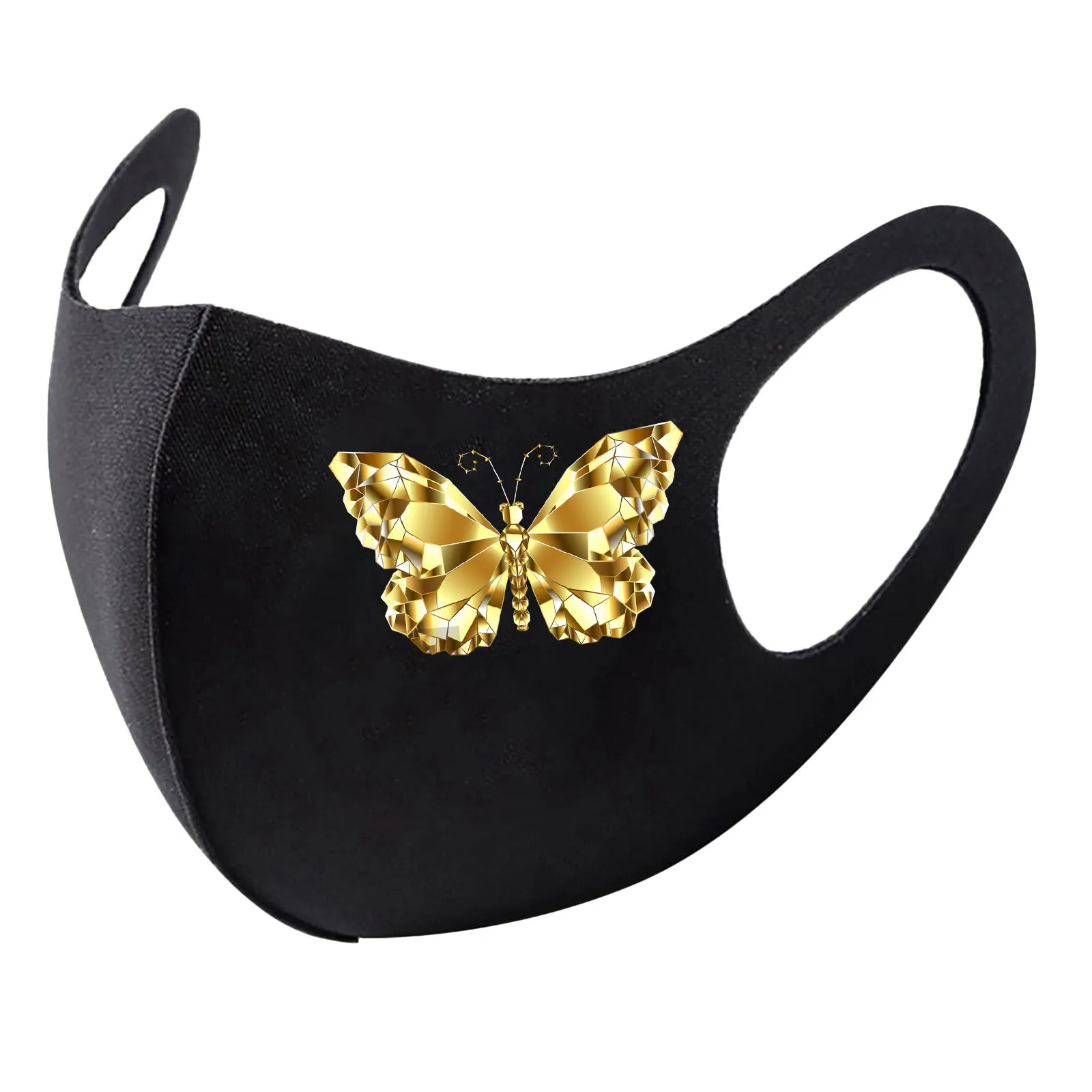 

Fashion Women Face Mask Butterfly Pattern Design Fabric Masque Washable Breathable Masks Earloop