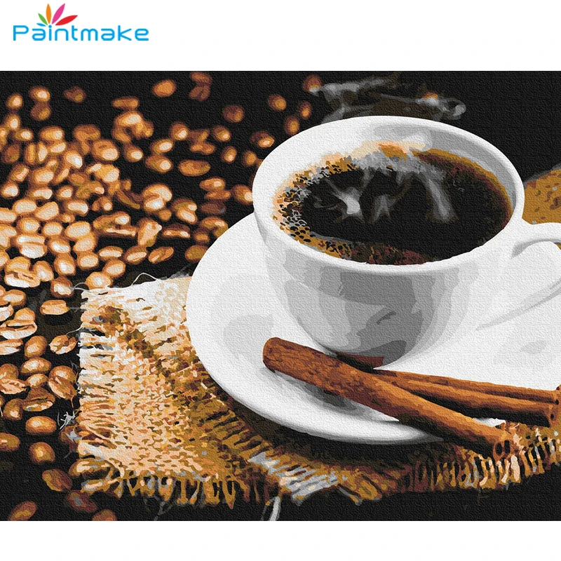 

Paintmake Coffee beans DIY Paint by Numbers no frame Drink Oil painting on canvas for Home Decor Art Picture Adult Hand-painted