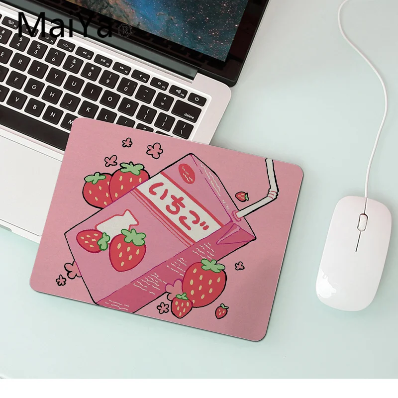 No Lock Edge18x22cm Maiya Высокое качество Kawaii японское клубничное молоко уникальная настольная панель коврик для игровой мыши Лидер продаж подставка под руку мышь - Цвет: No Lock Edge18x22cm