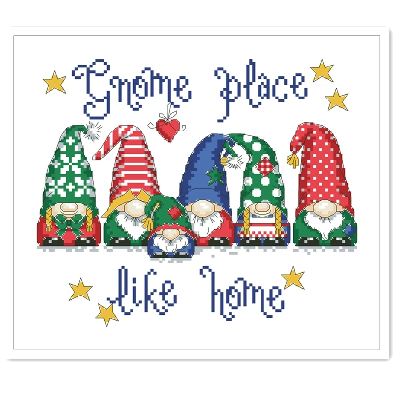 Gnome место как домашний крест stitchX-mas пакет 18ct 14ct 11ct белая ткань хлопок нить вышивка