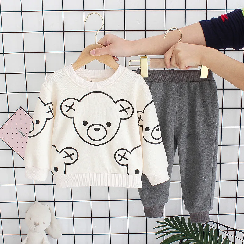 

Children's Cotton Clothing Suit Boys Girls Sets Cartoon Pattern Round Neck T-shirt Pants Fashion Children's Sets