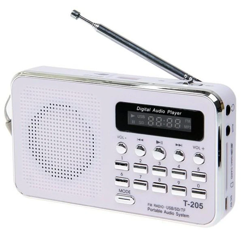 T 205 FM радио цифровой приемник Портативный мини Hi Fi Динамик мультимедиа цифров MP3