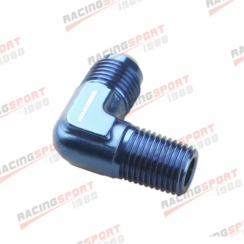 

New 90 Degree Aluminum AN6 6AN AN-6 Male to 1/4" NPT Adapter Fittings Blue