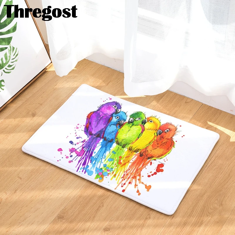 

Cartoon Lovely Parrot Painting Print Carpets Anti-slip Floor Mat Outdoor Rugs Microfiber Animal Front Door Mats 40x60cm 50x80cm