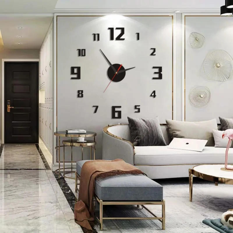 

Hot in 2020Modern 3D DIY numerals Mirror Surface Wall Clock Sticker Home Office Room DIY Decor