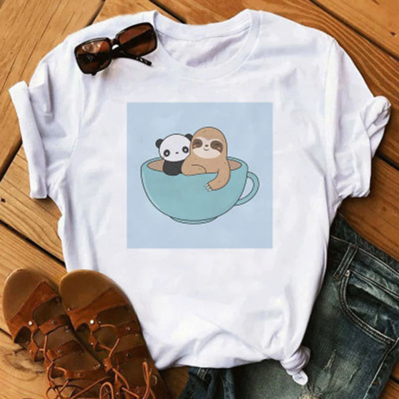 

Size S-5XL Tees New Cartoon Sloth Summer Print T Shirt Women 100% Modal O Neck Short Sleeve T-Shirt Summer Tops Funny T-Shirts