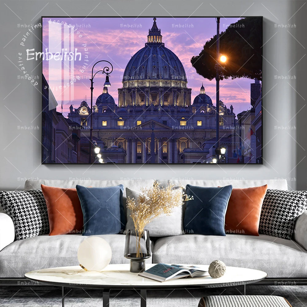 

1 Pieces Sunset Church HD Print On Canvas Oil Paintings Modern Home Decor Wall Art Pictures For Living Room Office Artworks