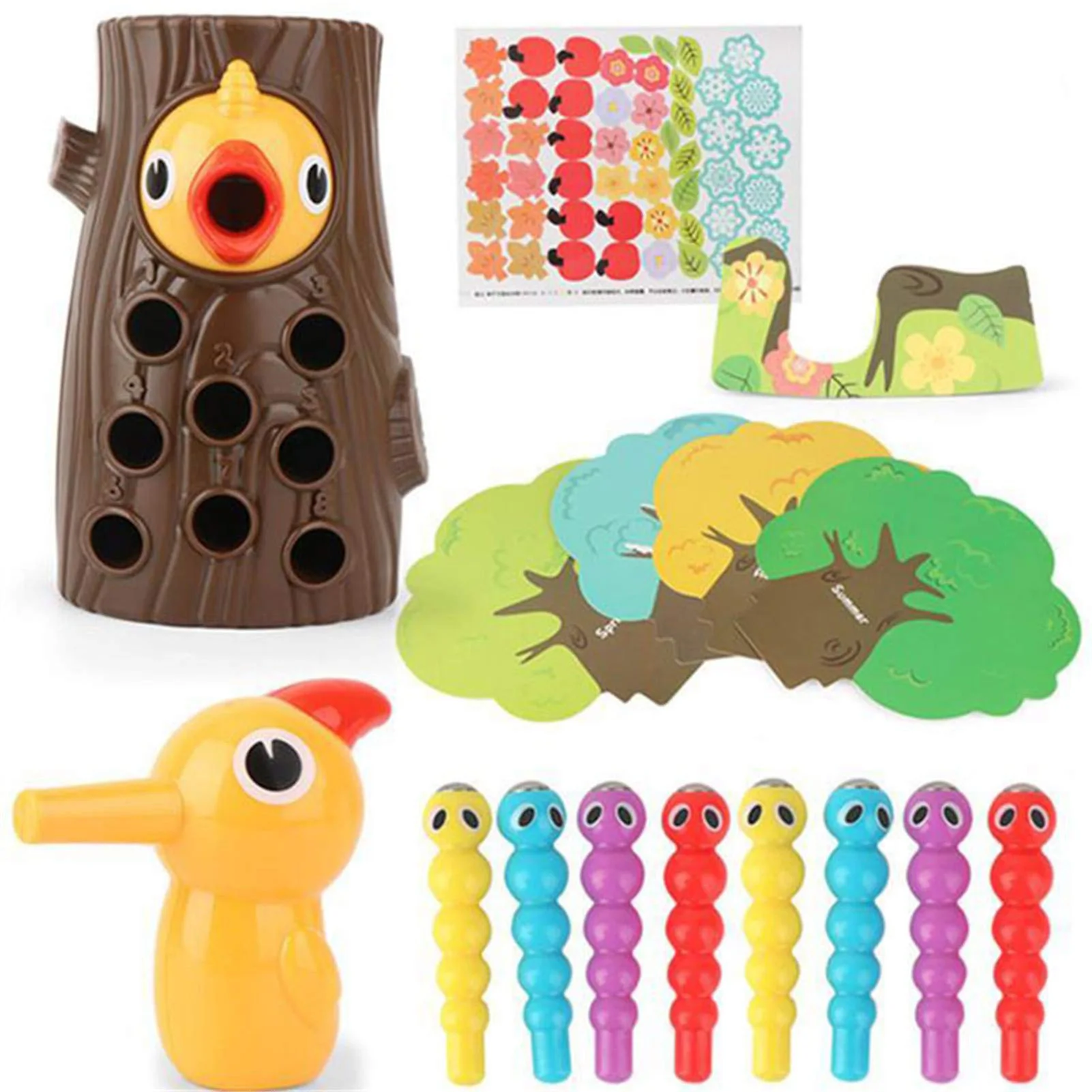

Woodpecker Catching Bugs with Magnet Fishing Doctor Bird Early Montessori Educational Toys for Children Kid Wooden Toy Baby Gift