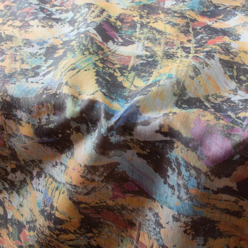 

Высококачественная шелковая ткань из хлопка и конопли, ткань с принтом масляной живописи, ретро платье, рубашка, одежда, материал Ципао