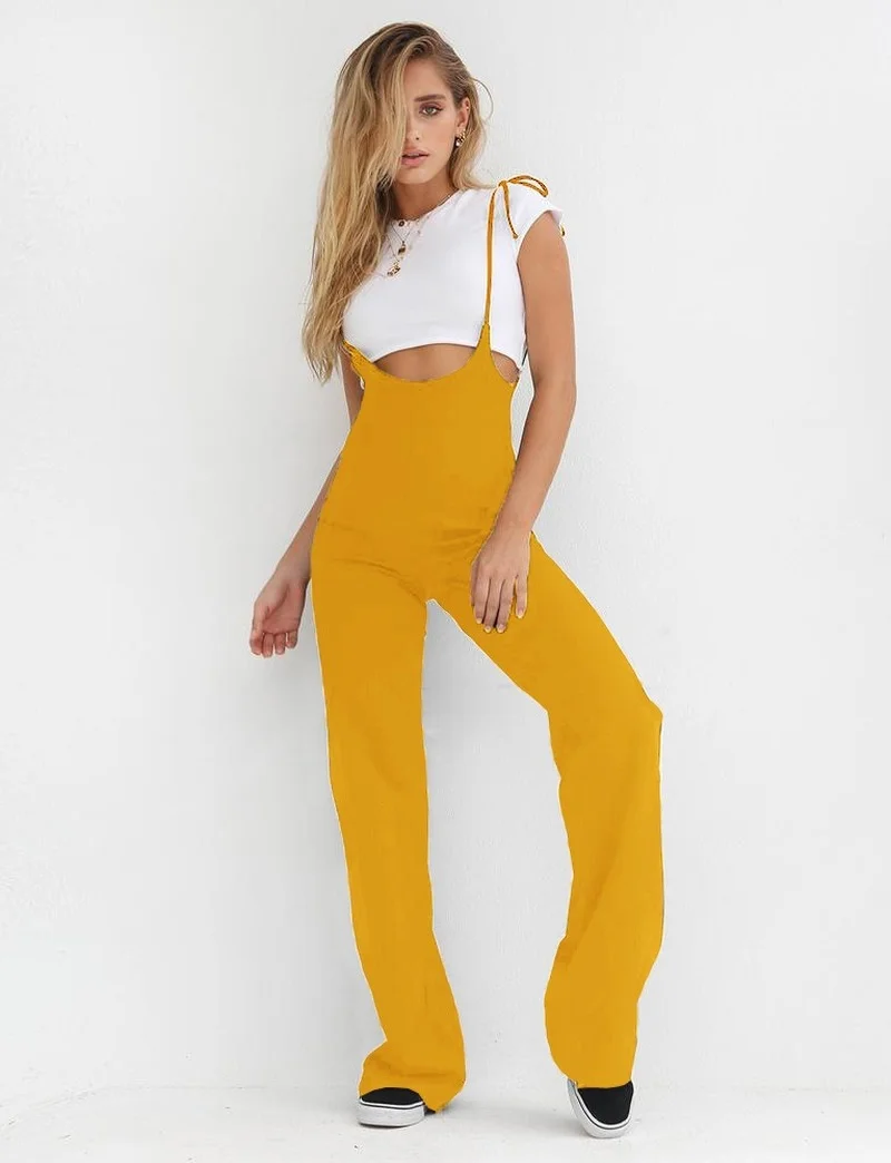 

Donsignet Fashion Women Pants New Sexy Self-cultivation Feature Strap High Waist Pants Solid Color Overalls Casual Womens Pants