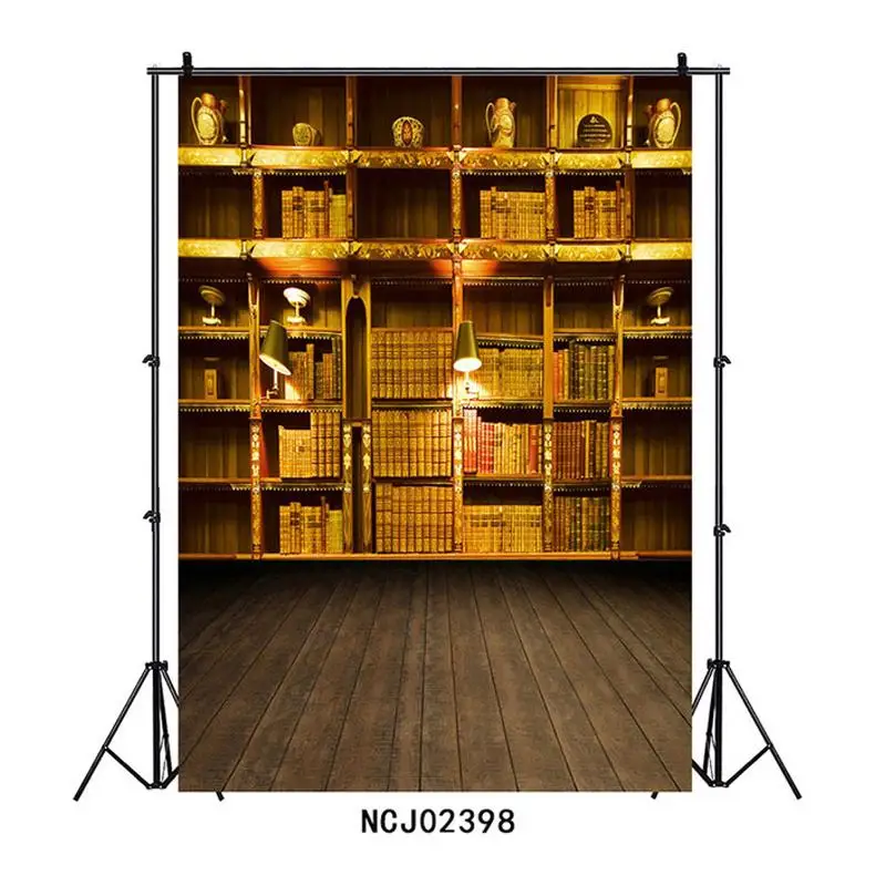 

Виниловые фоны для фотосъемки с изображением книжной полки и деревянной детской стены