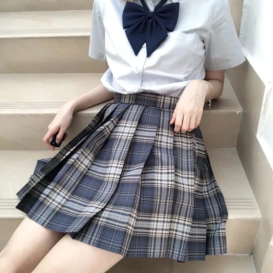 Японские Женские Мини-Юбки Jk с высокой талией школьная форма для студентов
