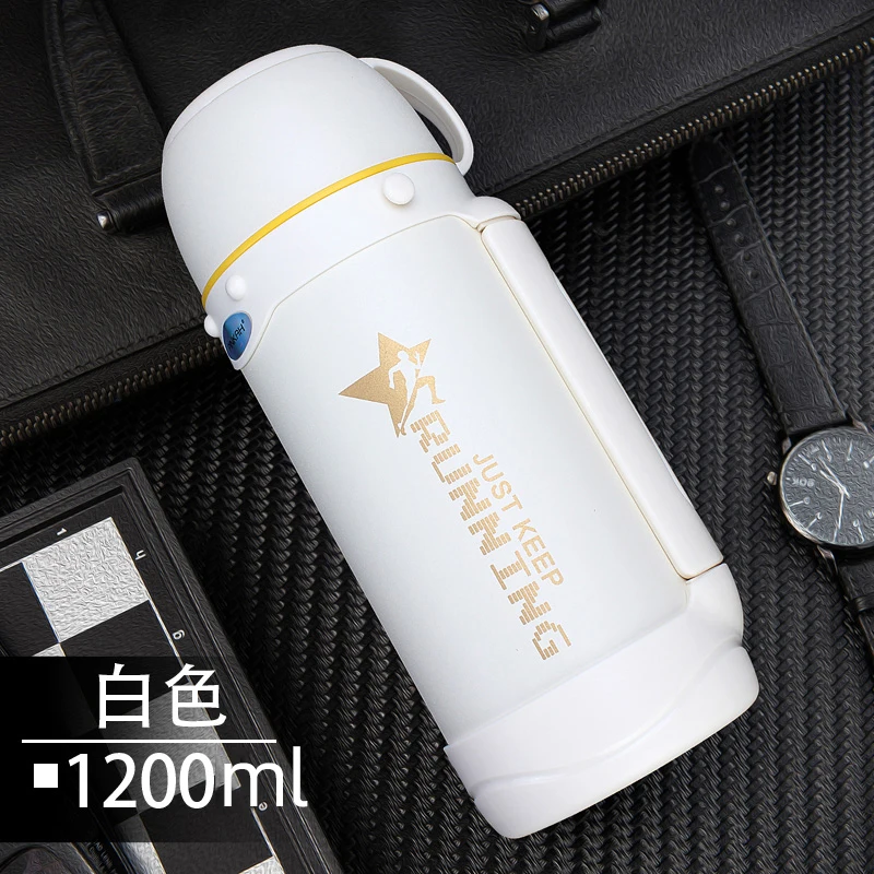 WHITE 1.2L Pinkah 1.2L 1.5L 1.8L большая емкость более 48H чайник с изоляцией портативный с плечевым ремнем Открытый Вакуумный термос с ручкой - Цвет: WHITE 1.2L