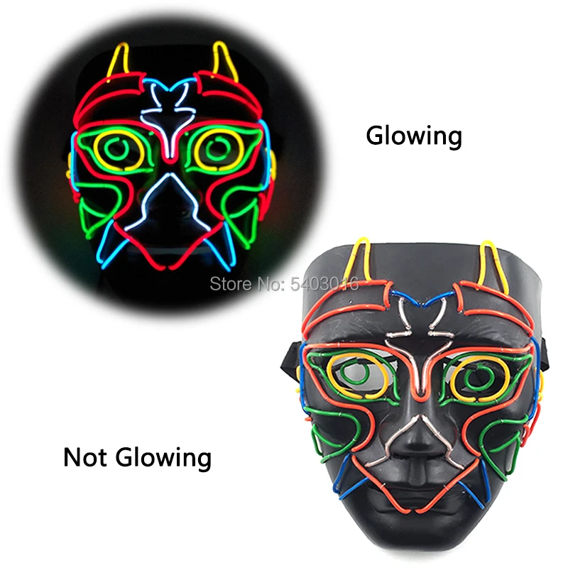 

Fashion Purge Mask Halloween Cosplay LED Mask EL Wire Scary Light Mask for Halloween Party Festival Scary Decoration Supplies