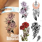 Водостойкая временная татуировка-наклейка, роза, цветок, лотос, хна, флеш-татуировки, Ловец снов, боди-арт, рука, имитация рукава, татуировки для женщин и мужчин
