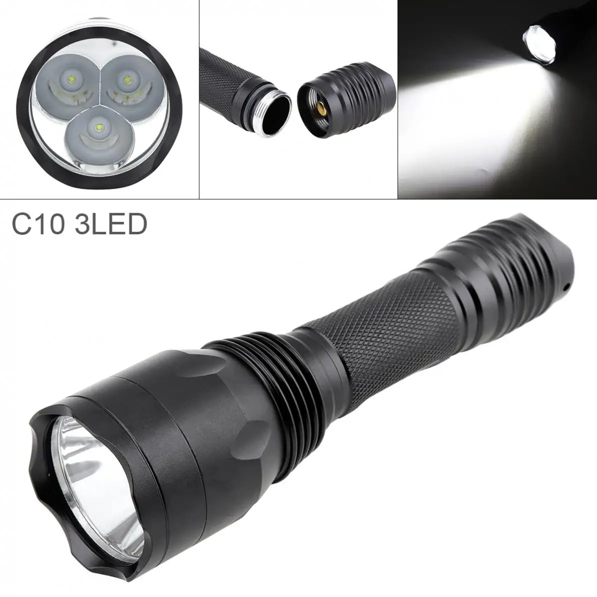 C10 3 LED XPG2 R51A Lamp Beads White Light Waterproof Shockproof Flashlight Support 18650 Battery for Lighting / Fishing