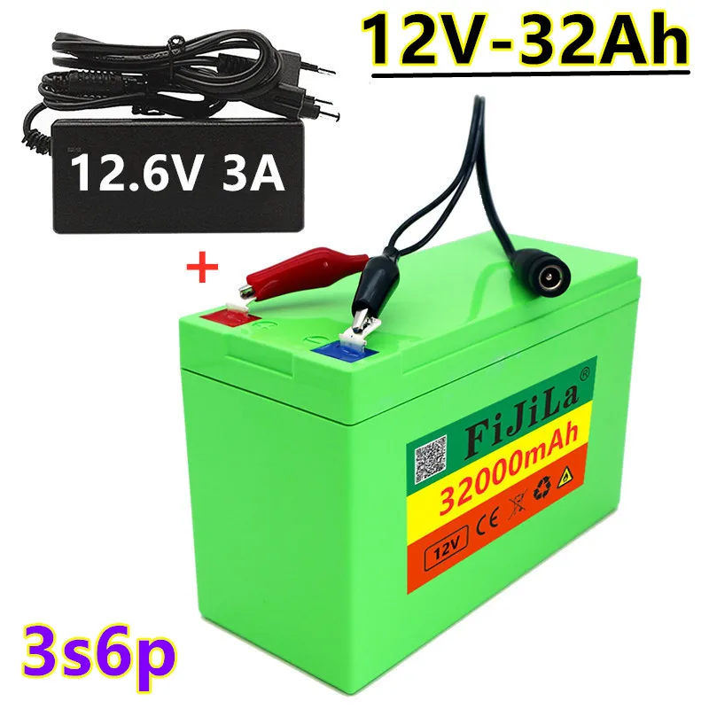 

12V 32Ah 18650 lithium battery pack + 12.6V 3A charger, built-in 30Ah high current BMS, used for sprayer, 12V power supply