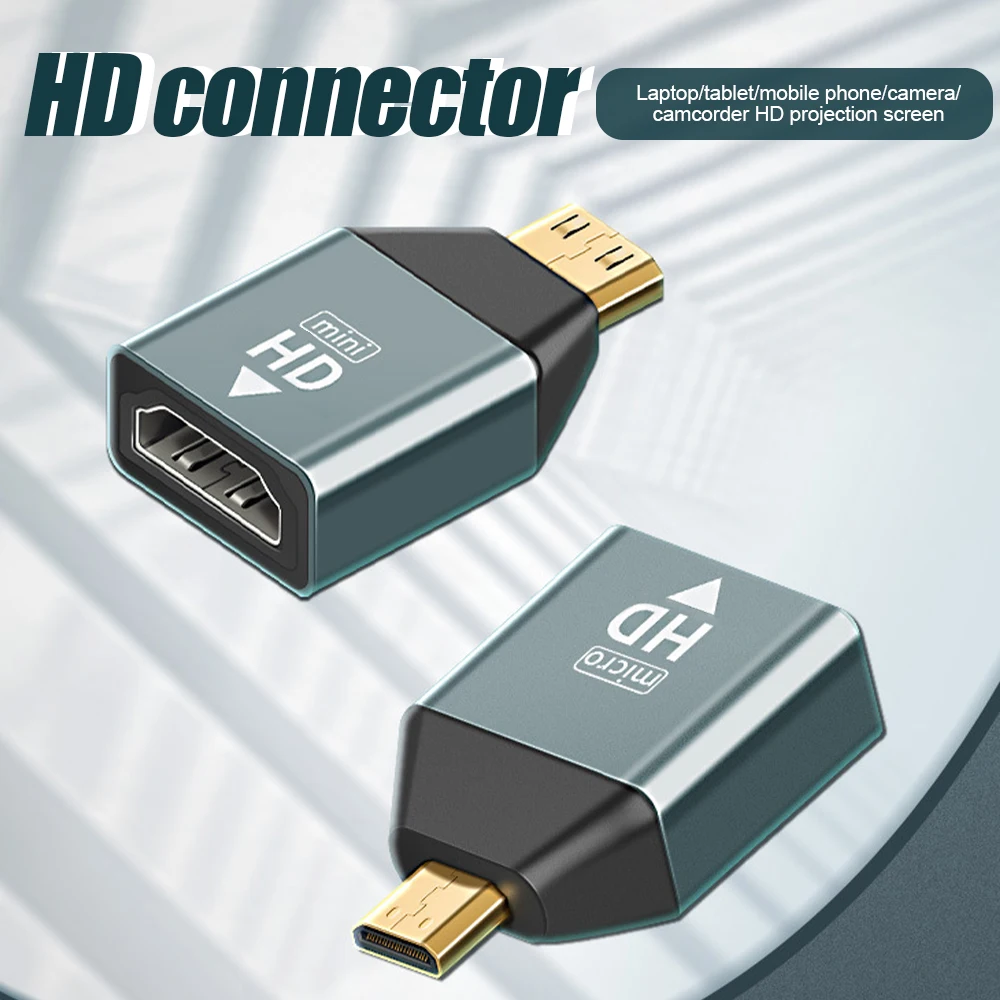 

HDMI-compatible Adapter Female to Mini Male/Micro Male Adapters Converter Connector Video Transmission for Notebook Tablet PC