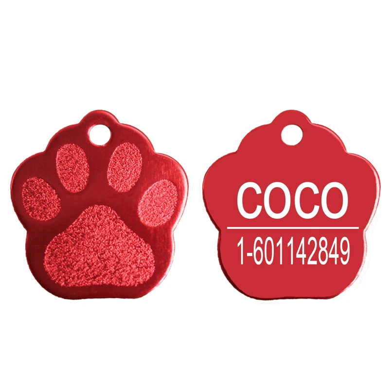 Shimmer Paw Pet Dog ID бирка Персонализированная индивидуальная гравировка ярлыки в форме кота домашних животных имя телефона номер таблички блеск ID бирка для щенка