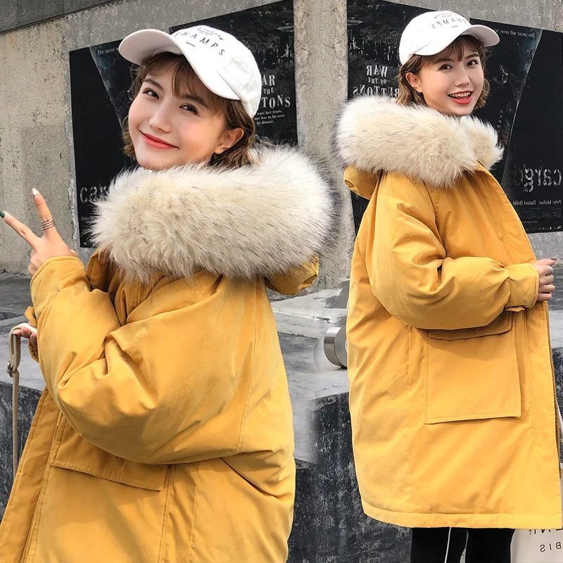 Ins/зимняя куртка большого размера из хлопка для женщин 2019 утепленное