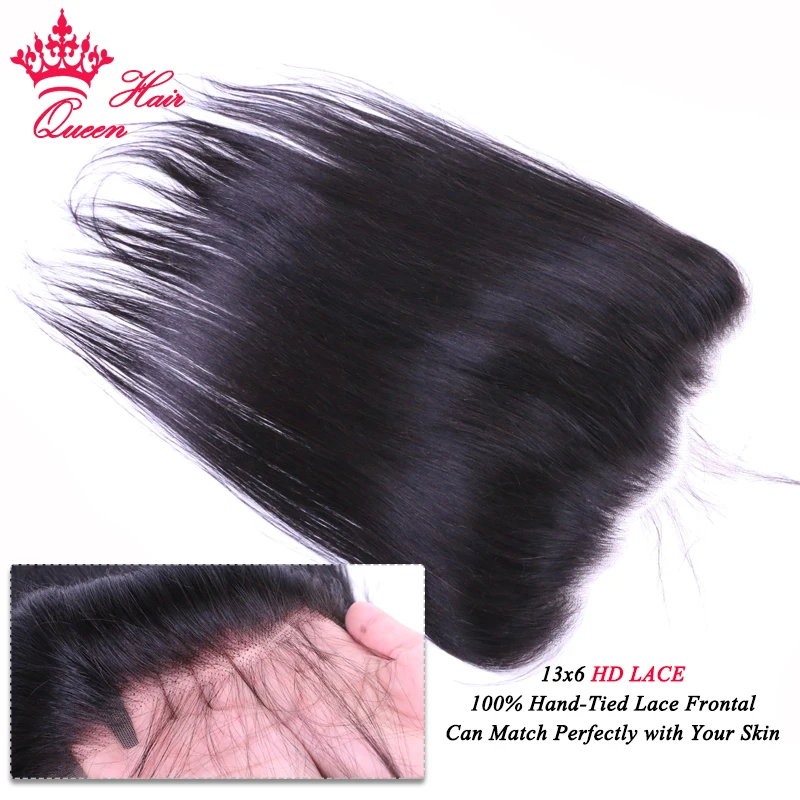 Invisible HD Lace Frontal 13x6 Ear to Closure Pre Plucked Brazilian Virgin Human Straight Hair Queen Products | Шиньоны и парики