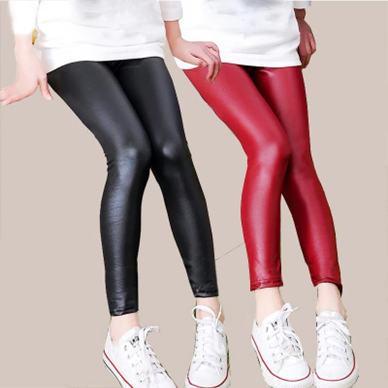 Детские зимние брюки в 2 стилях узкие карандаш из искусственной кожи для девочек