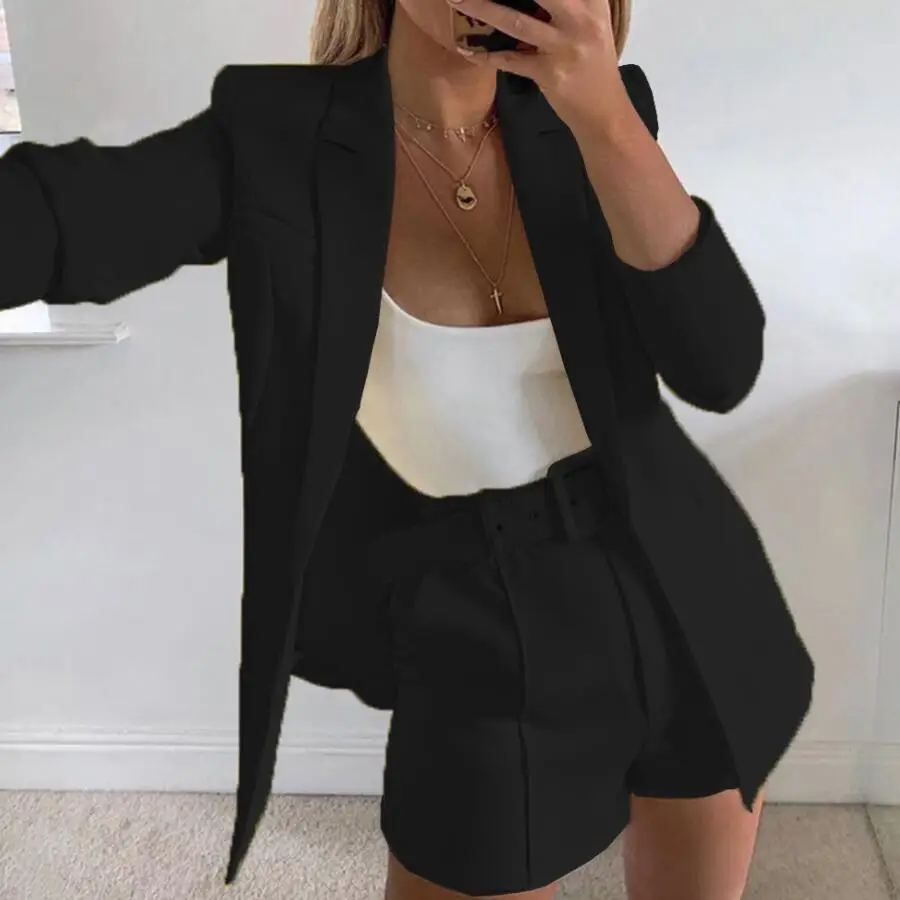 Женские Брючные костюмы однотонный Блейзер/брюки/комплект с пайетками