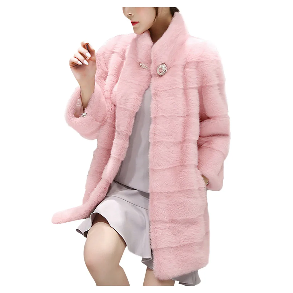 Женская винтажная куртка из искусственного меха модная зимняя теплая длинная